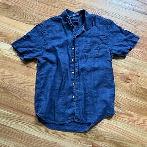 Tommy Bahama Indigo Blue Linen Short-Sleeve Button-Down Shirt
